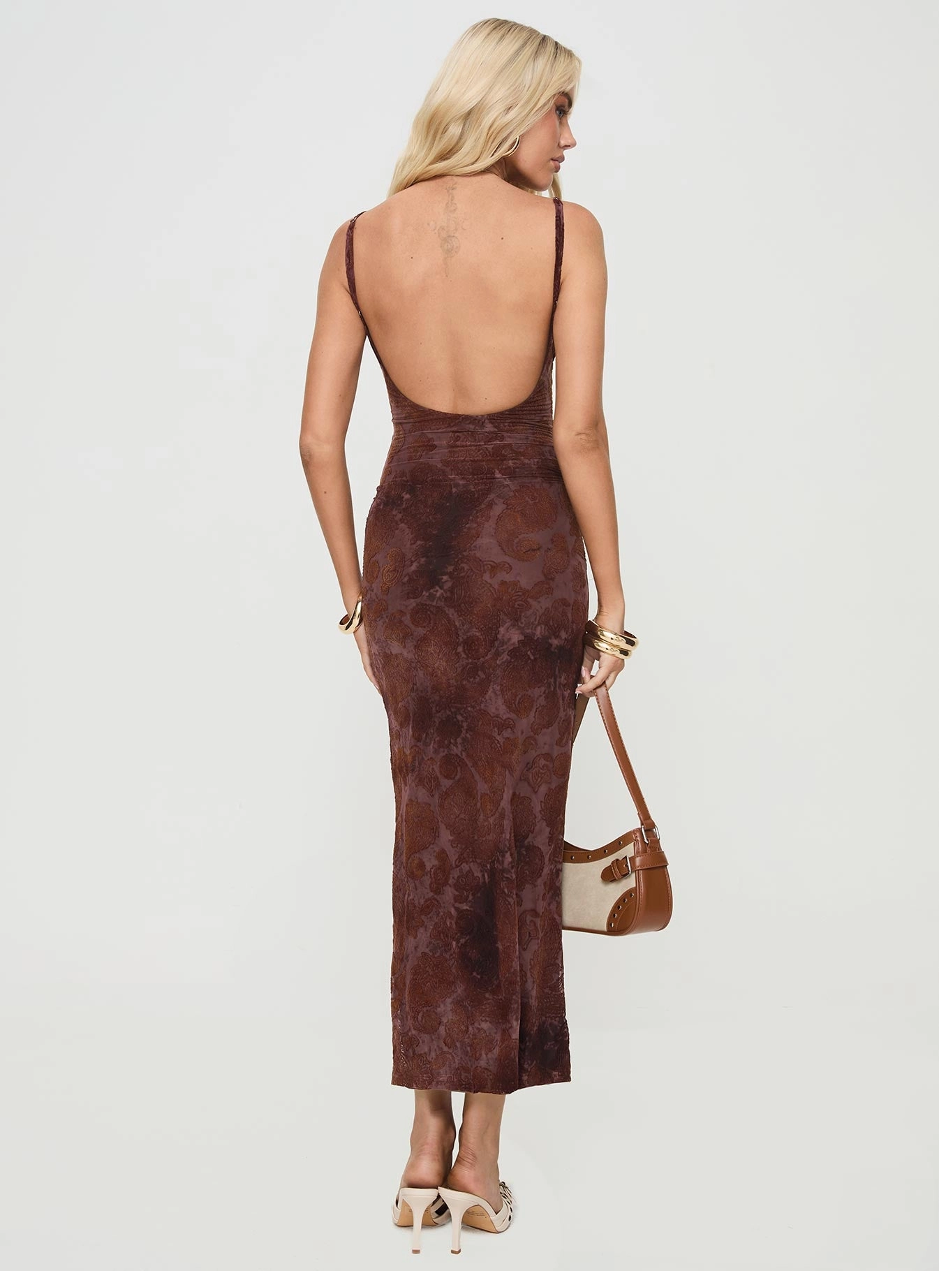 Knox Maxi Dress Chocolate Embroidered-Detail Weekend Style