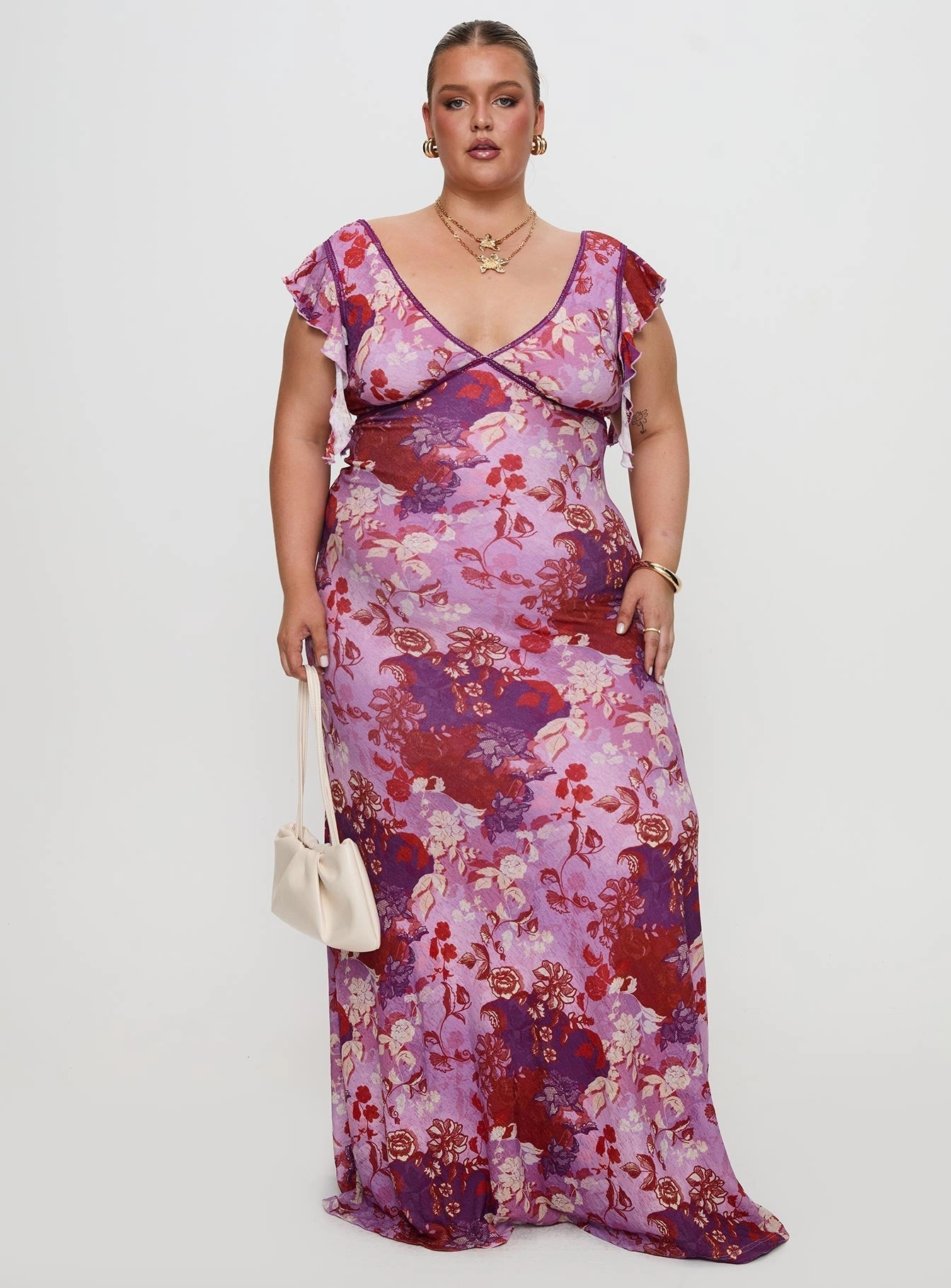 Wedding-Guest tailored look Soleila Maxi Dress Purple Multi Curve