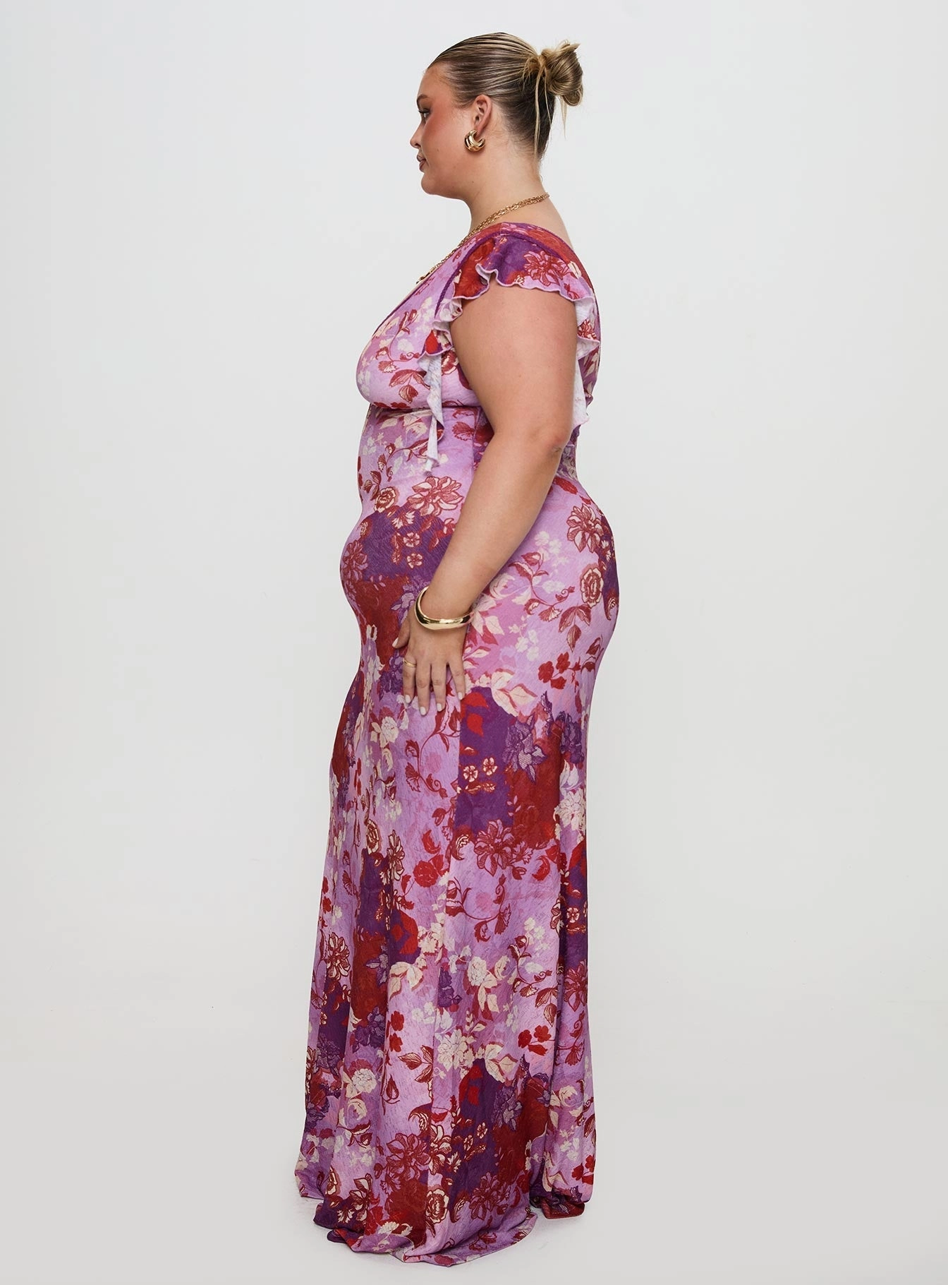 Power Soft Simple formal dress Soleila Maxi Dress Purple Multi Curve
