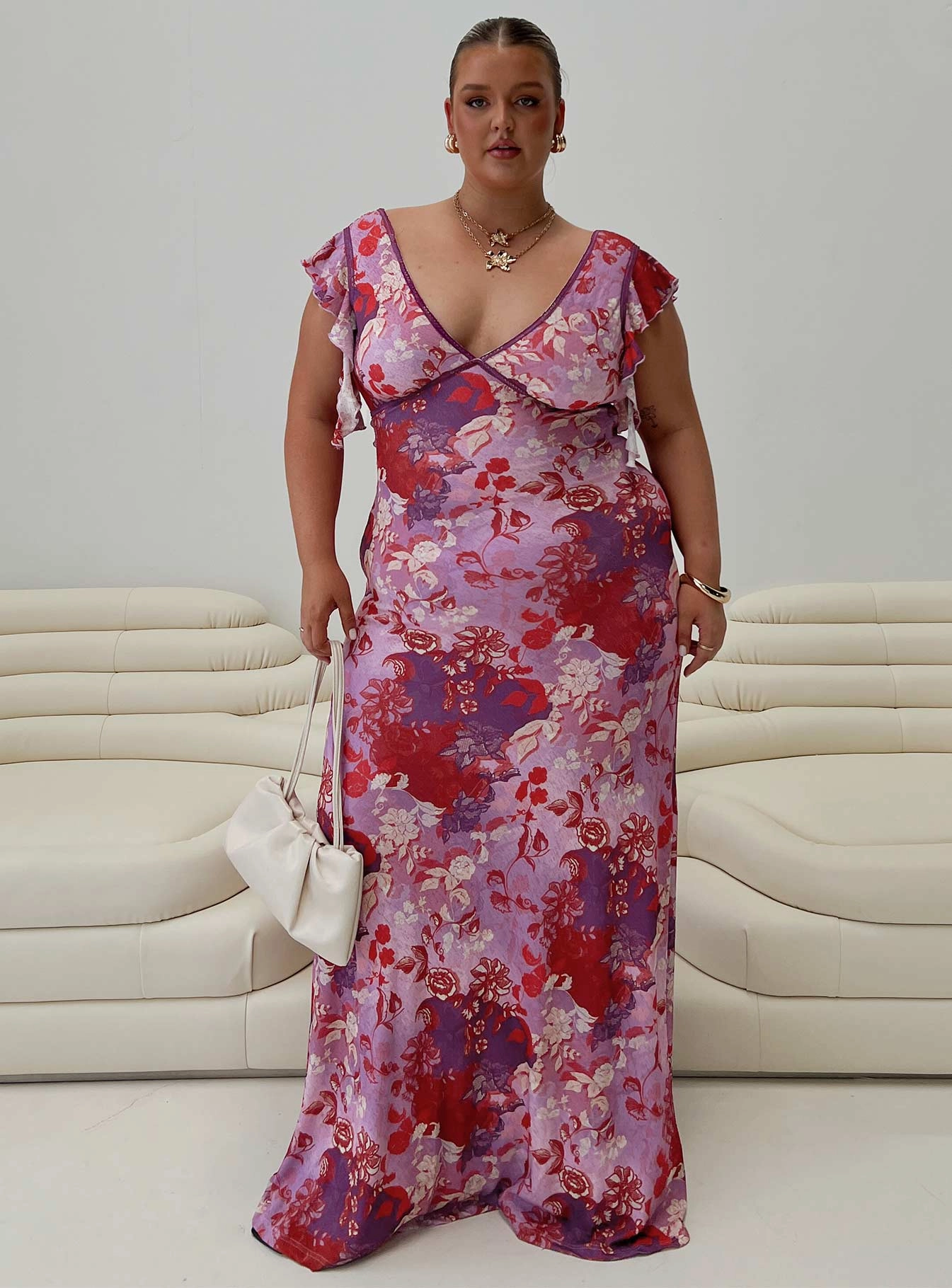 Soleila Maxi Dress Purple Multi Curve Comfort Layer Wear