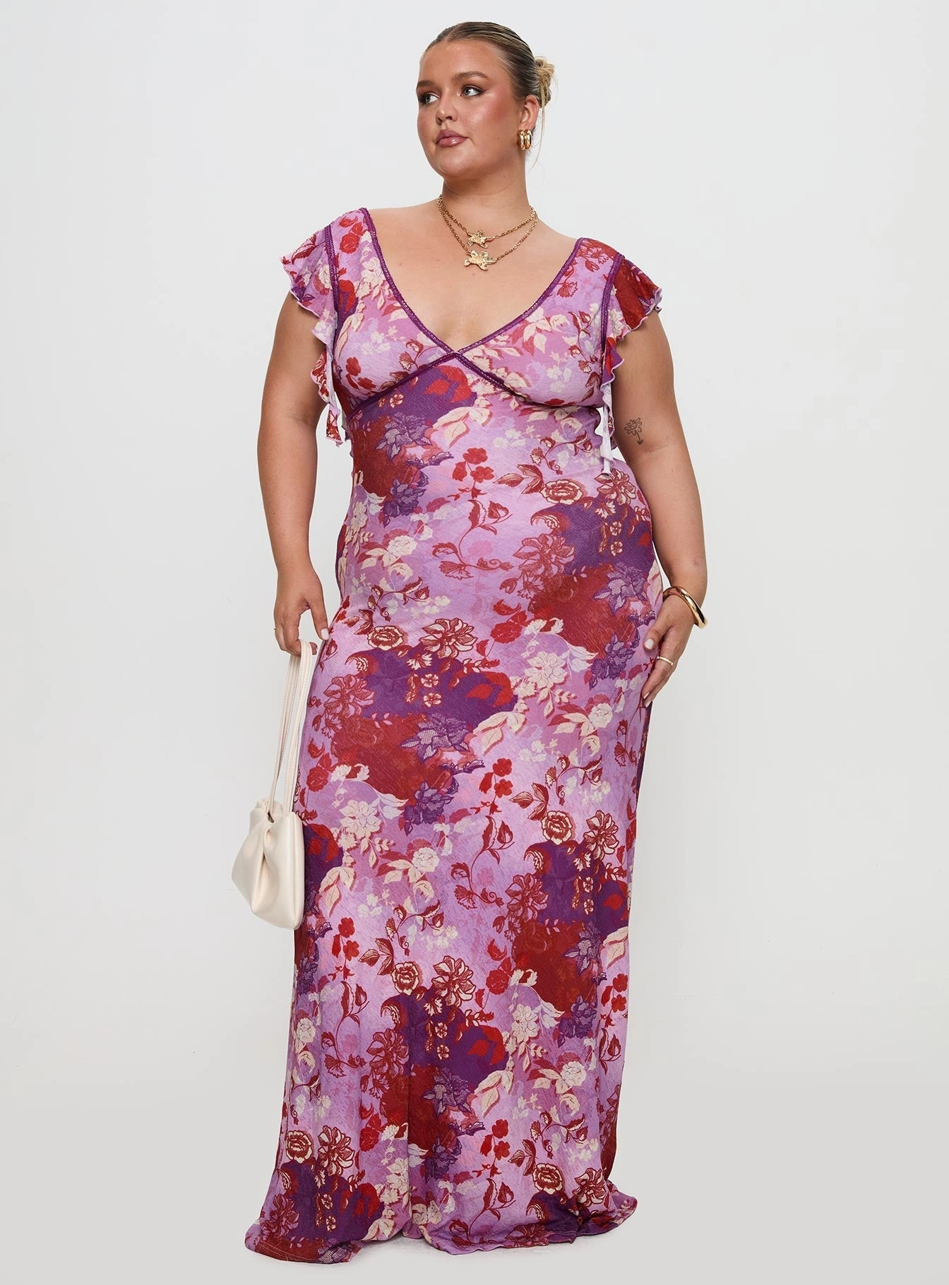 Soleila Maxi Dress Purple Multi Curve Shiny-Lining