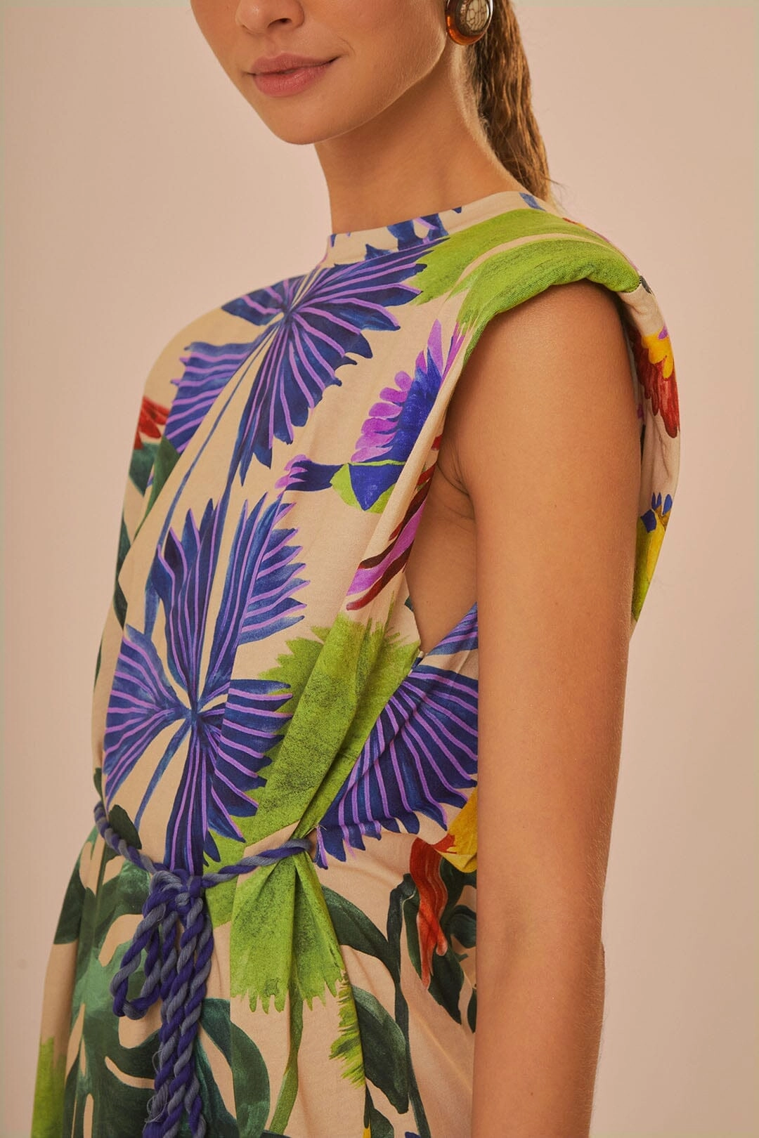 Sand Macaw Jungle Organic Cotton T-Shirt Dress college