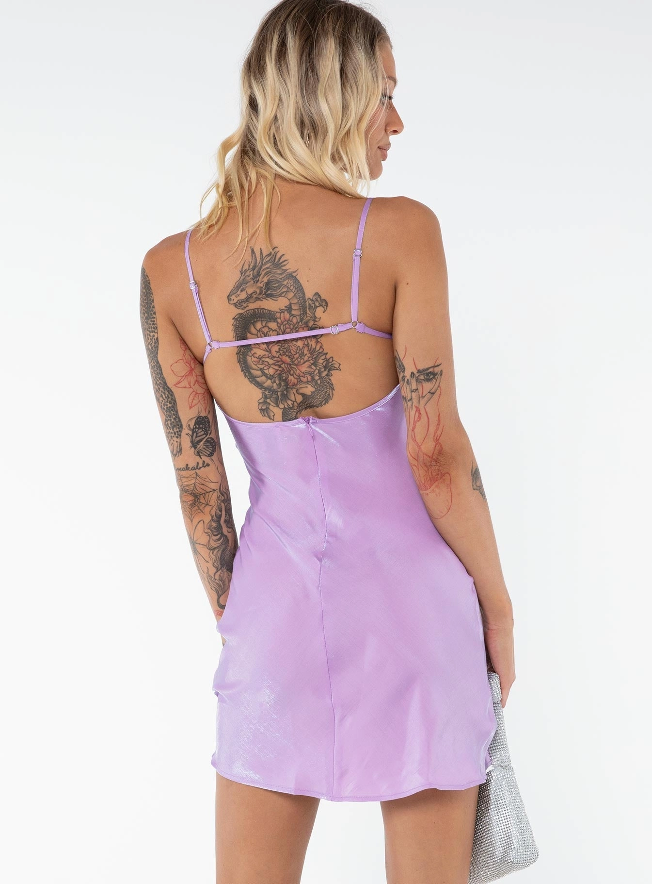Violetta Mini Dress Purple Tall Layered-Look Bright Bloom
