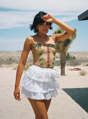 Sound Check Mini Skirt White Organic Cotton muted tone