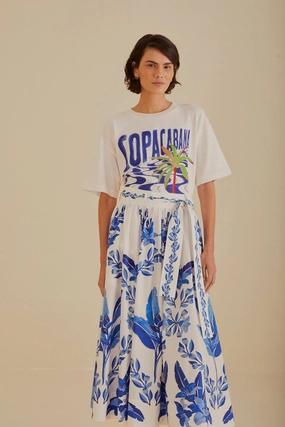Off-White Blue Yard Organic Cotton Midi Skirt Monochrome Outfit