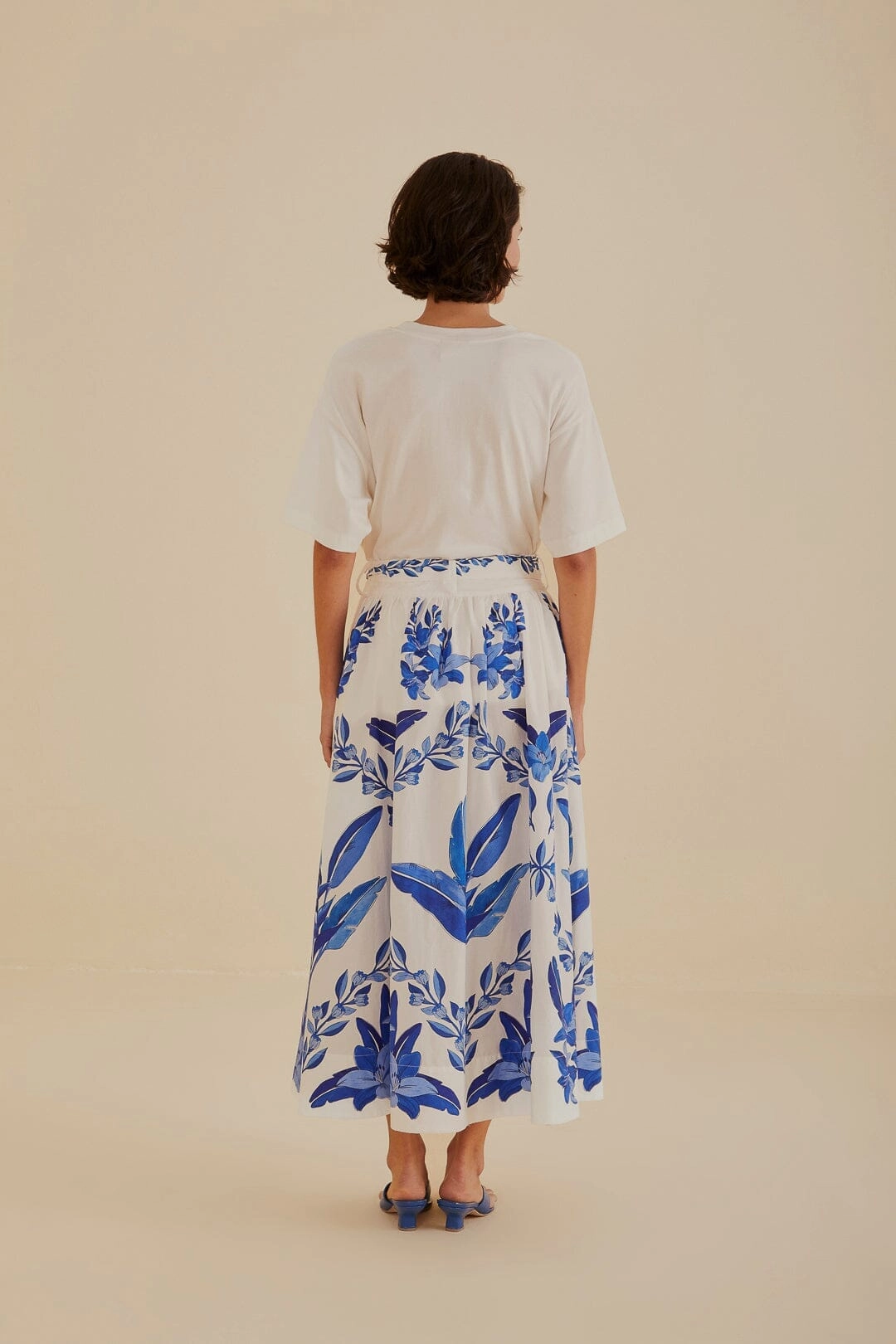 Off-White Blue Yard Organic Cotton Midi Skirt Clean Style Basic Layers