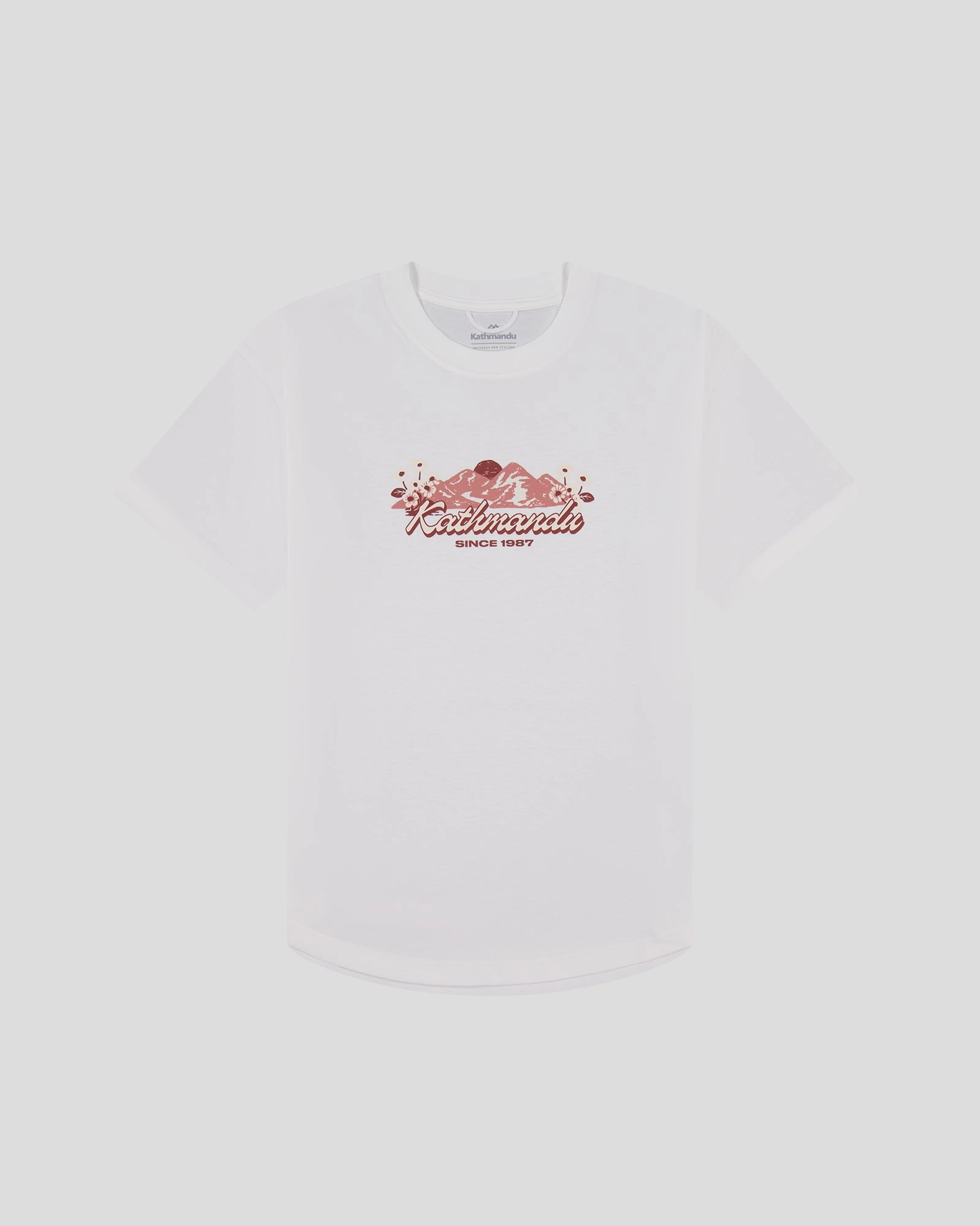 Durable Ribbed Hem Slim Waist Women??s Mt Cook Lily Organic Cotton T-Shirt - White