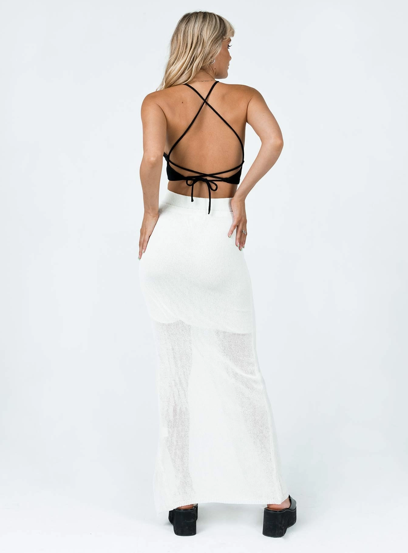 Maja Maxi Skirt White perforated design Adjustable Fastening