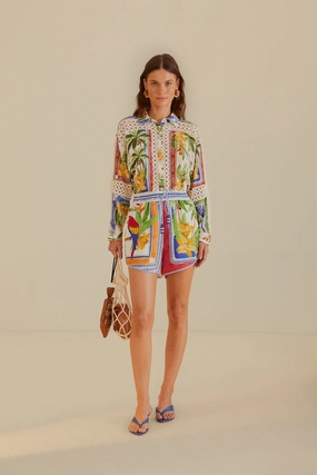 Style Choice Off-White Tropical Destination LENZING? ECOVERO? Euroflax? Shorts