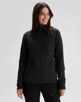 Women's Aikman Fleece Jacket - Black Marle Thermal Retention Layer Articulated Sleeves