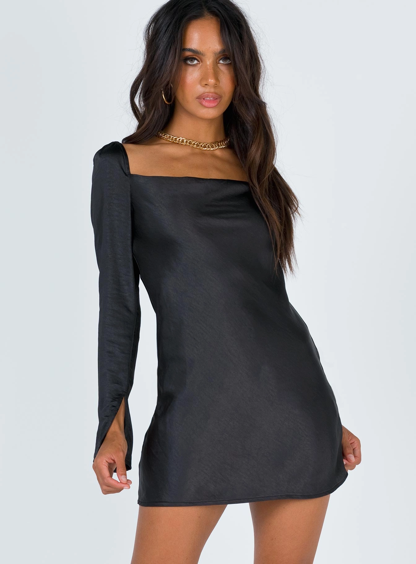 Star Power Mini Dress Black Petite Sunset Scene