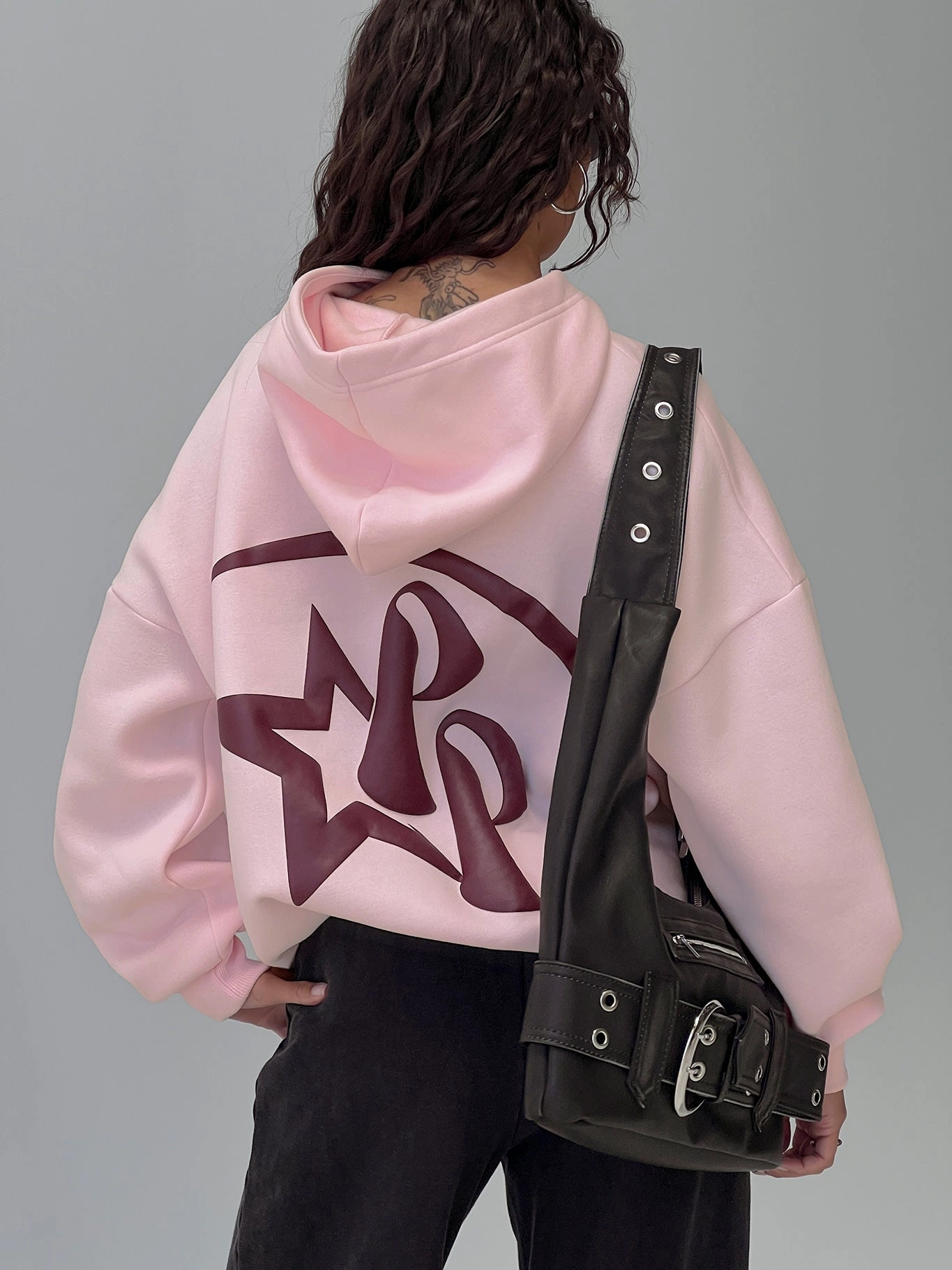Starblazer Princess Polly Graphic Hoodie Pink Colorblock Panel Design Vintage Look