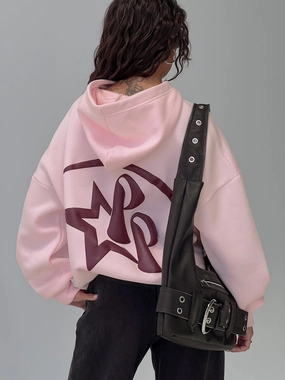 Starblazer Princess Polly Graphic Hoodie Pink Colorblock Panel Design Vintage Look