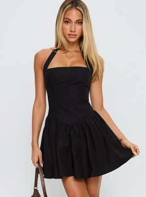 Perfect Proportion Stylish Appeal Starwoman Halter Mini Dress Black