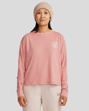 Comfortable Casual Breathable Fit Wear Women's Nature Icons Organic Cotton Long Sleeve T-shirt - Light Clay