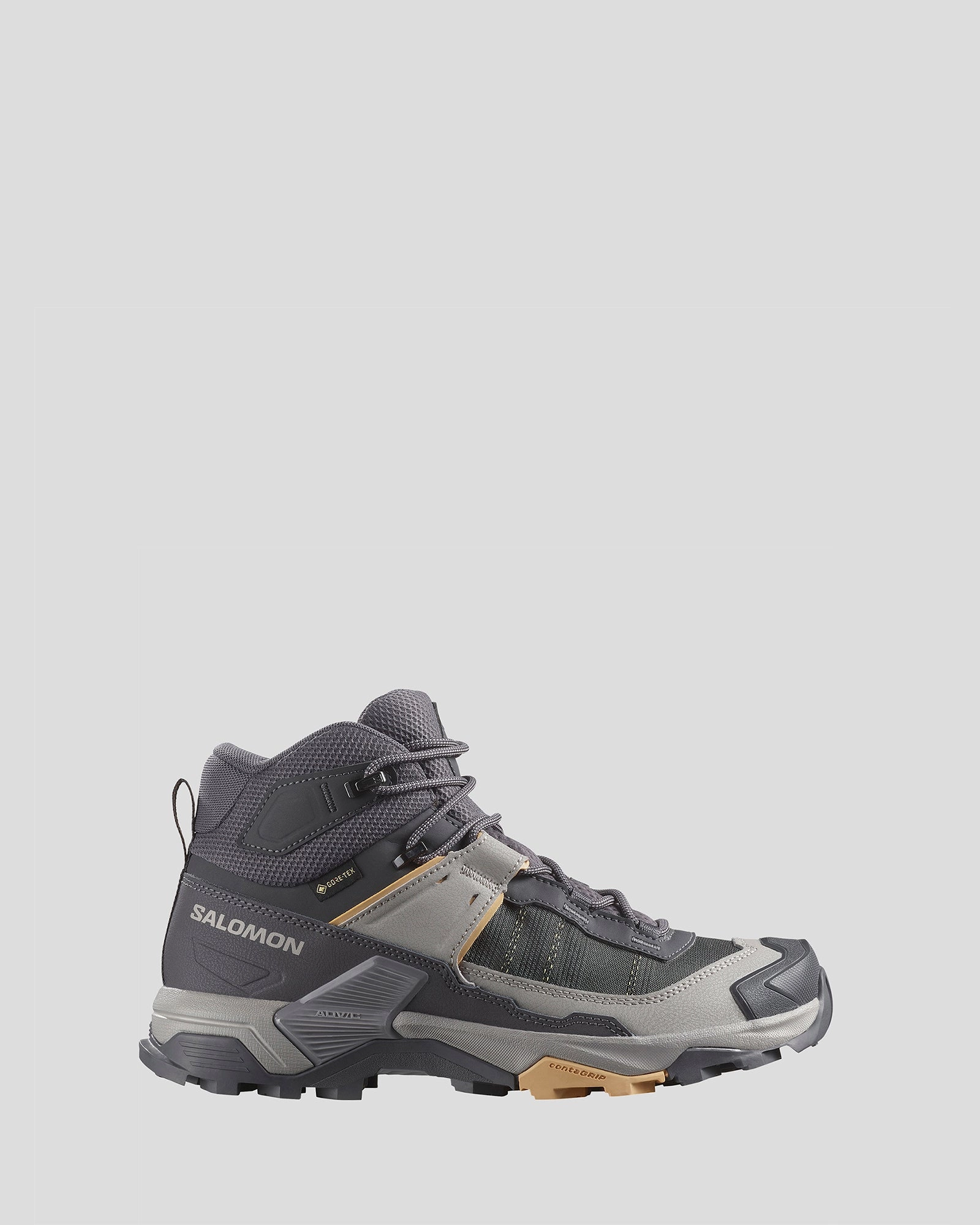 Womens Salomon X Ultra 5 Mid GTX Shoes - Nine Iron/Gull/Soft Clay High Performance Boots Stability Fit
