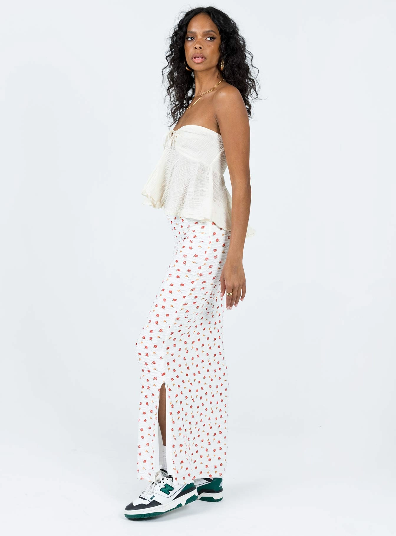 Stephie Maxi Skirt White Style Layering Soft Finish