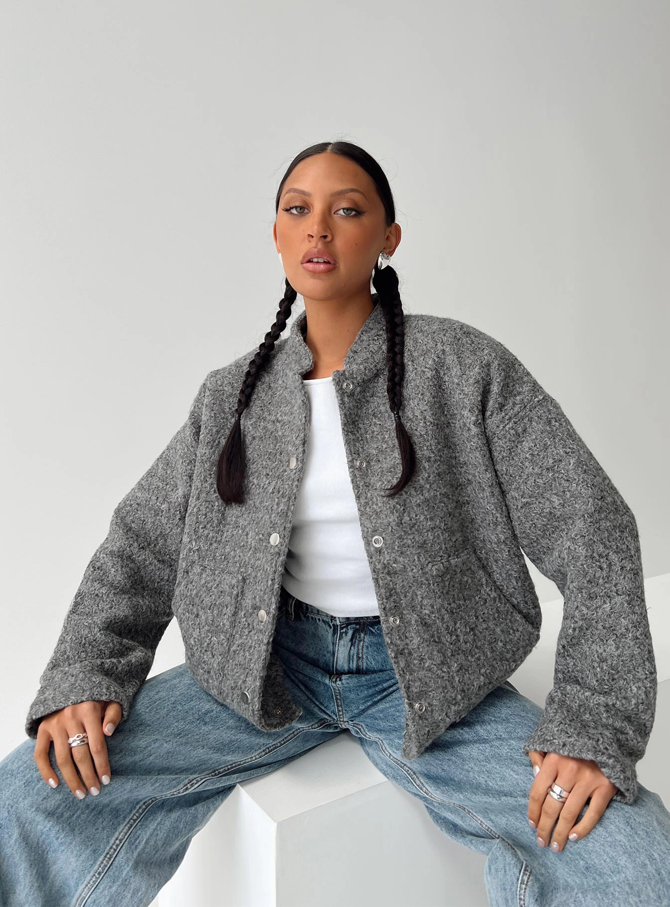 Weather Smart Look Stillar Bomber Jacket Grey