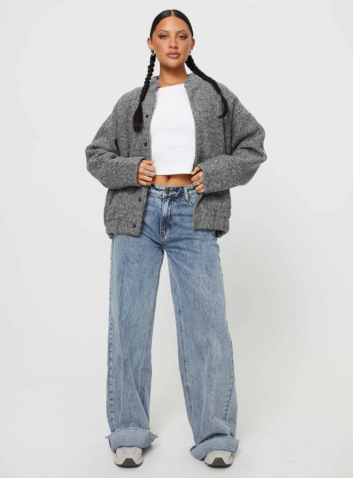 Stillar Bomber Jacket Grey Roll up sleeves Non Irritating Lining