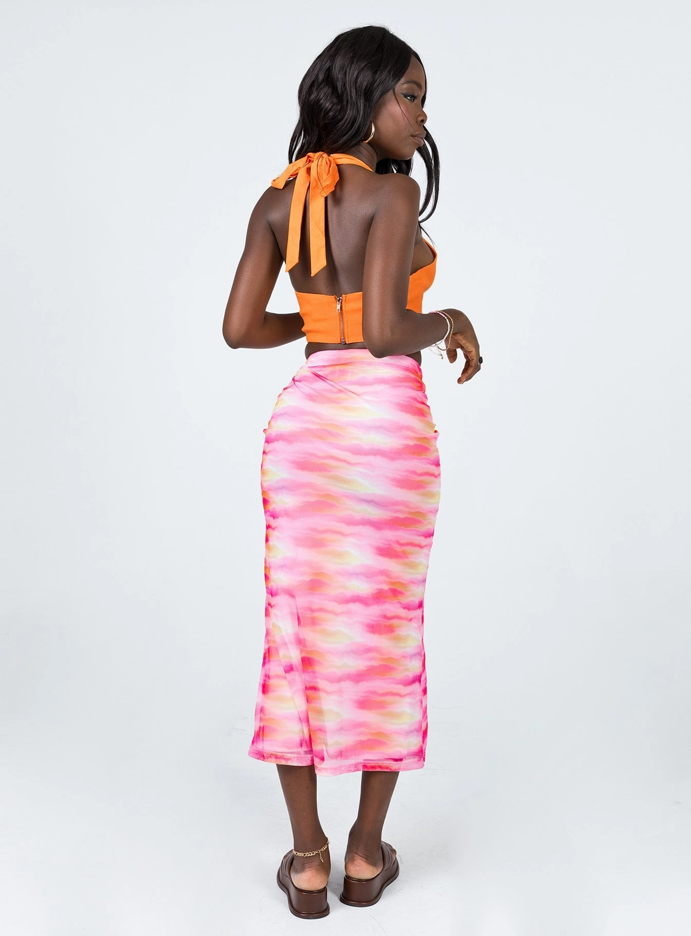 Modern Tones Sunset Trip Midi Skirt Pink