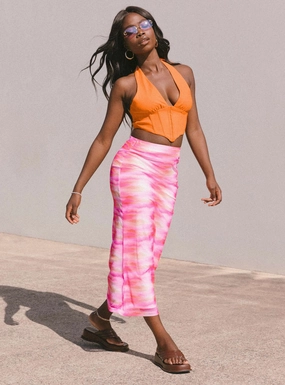 Sunset Trip Midi Skirt Pink Classic Fit