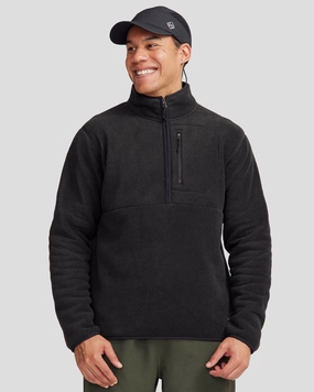 All-Day Wear V neck Men's Trailhead Fleece 1/4 Zip Pullover - Black Stingray