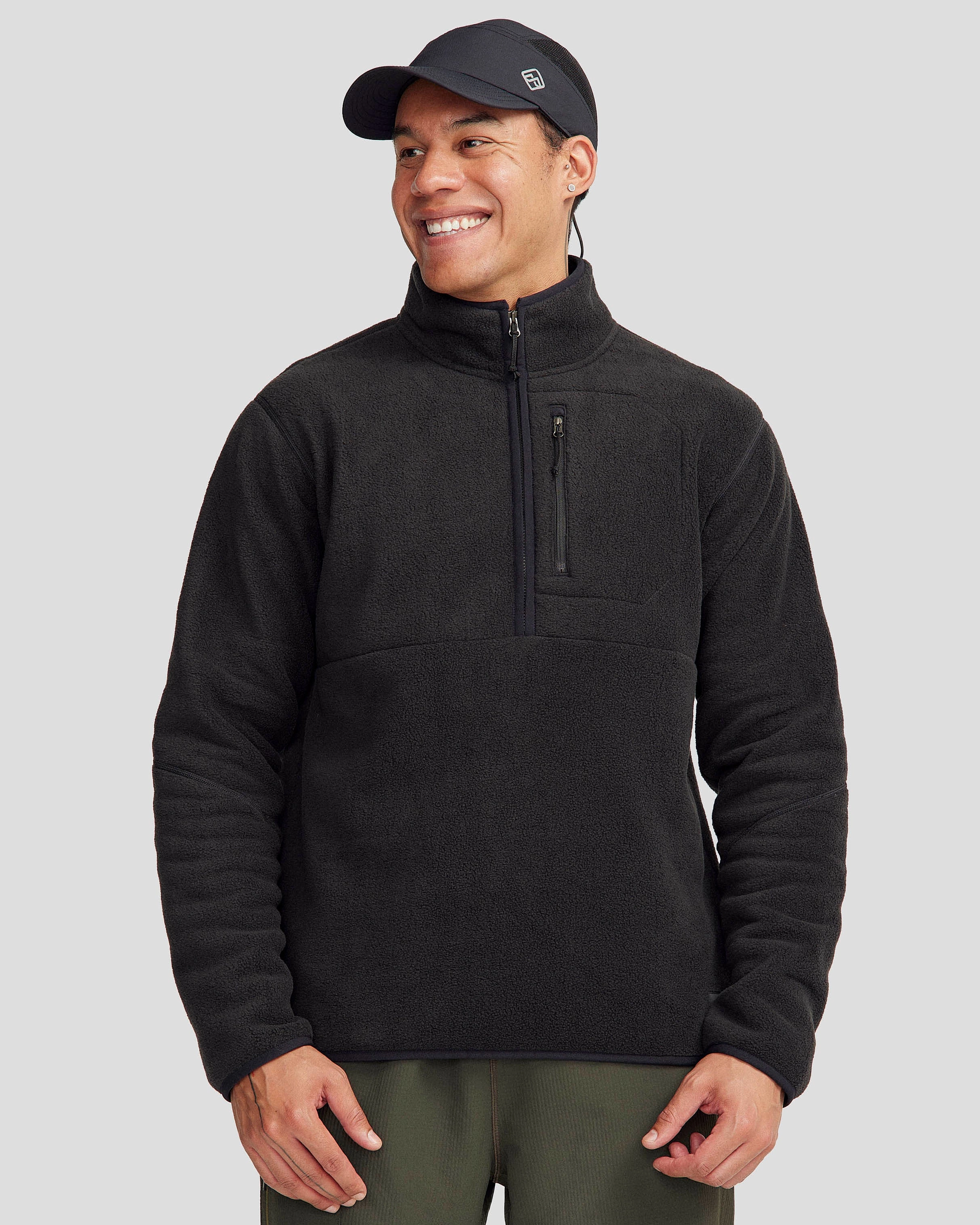 Men's Trailhead Fleece 1/4 Zip Pullover - Black Stingray Thermal Locking Yarn
