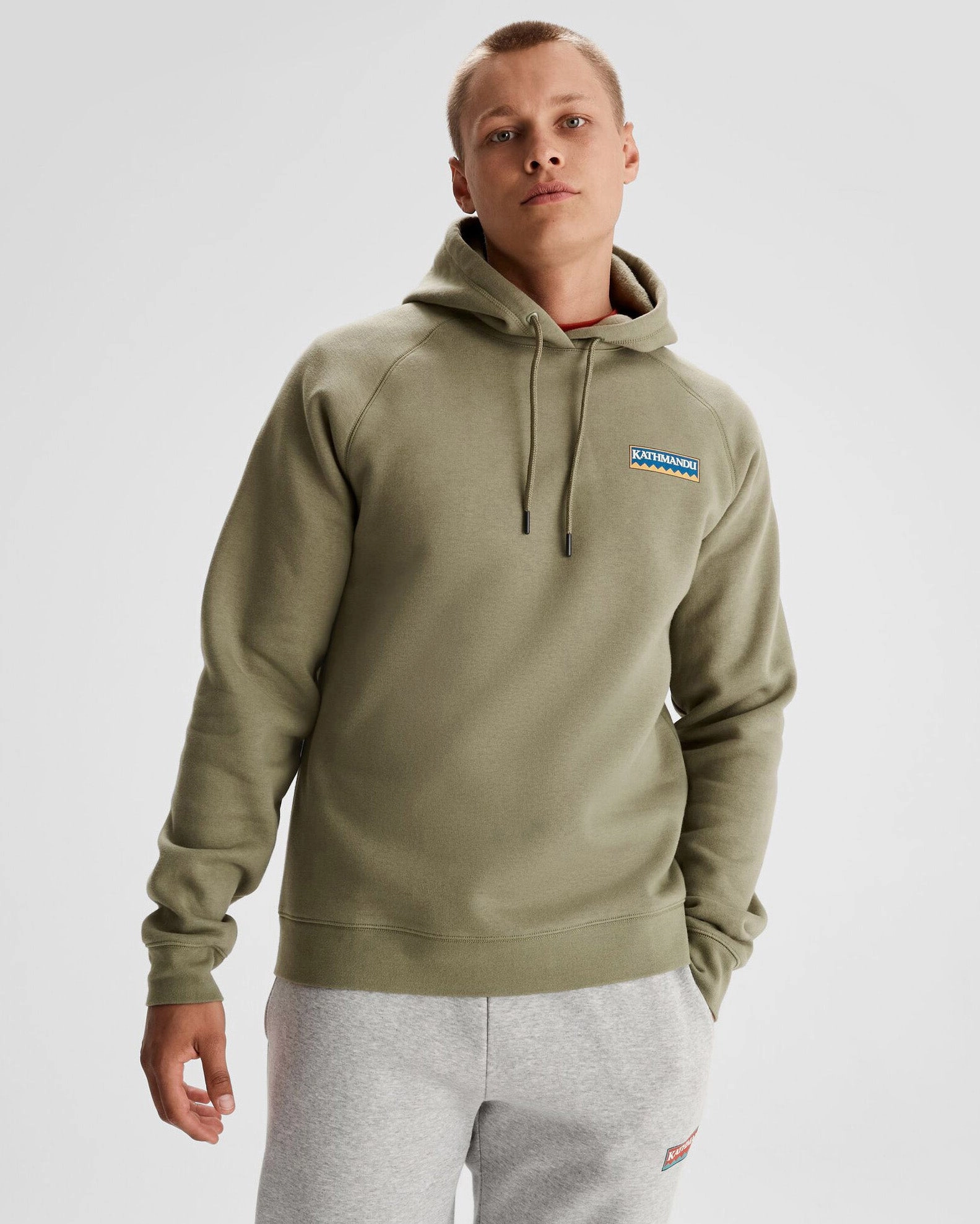 Active Flex Long Lasting Elasticity Men's Kathmandu Heritage Logo Slouchy Hoodie - Beech
