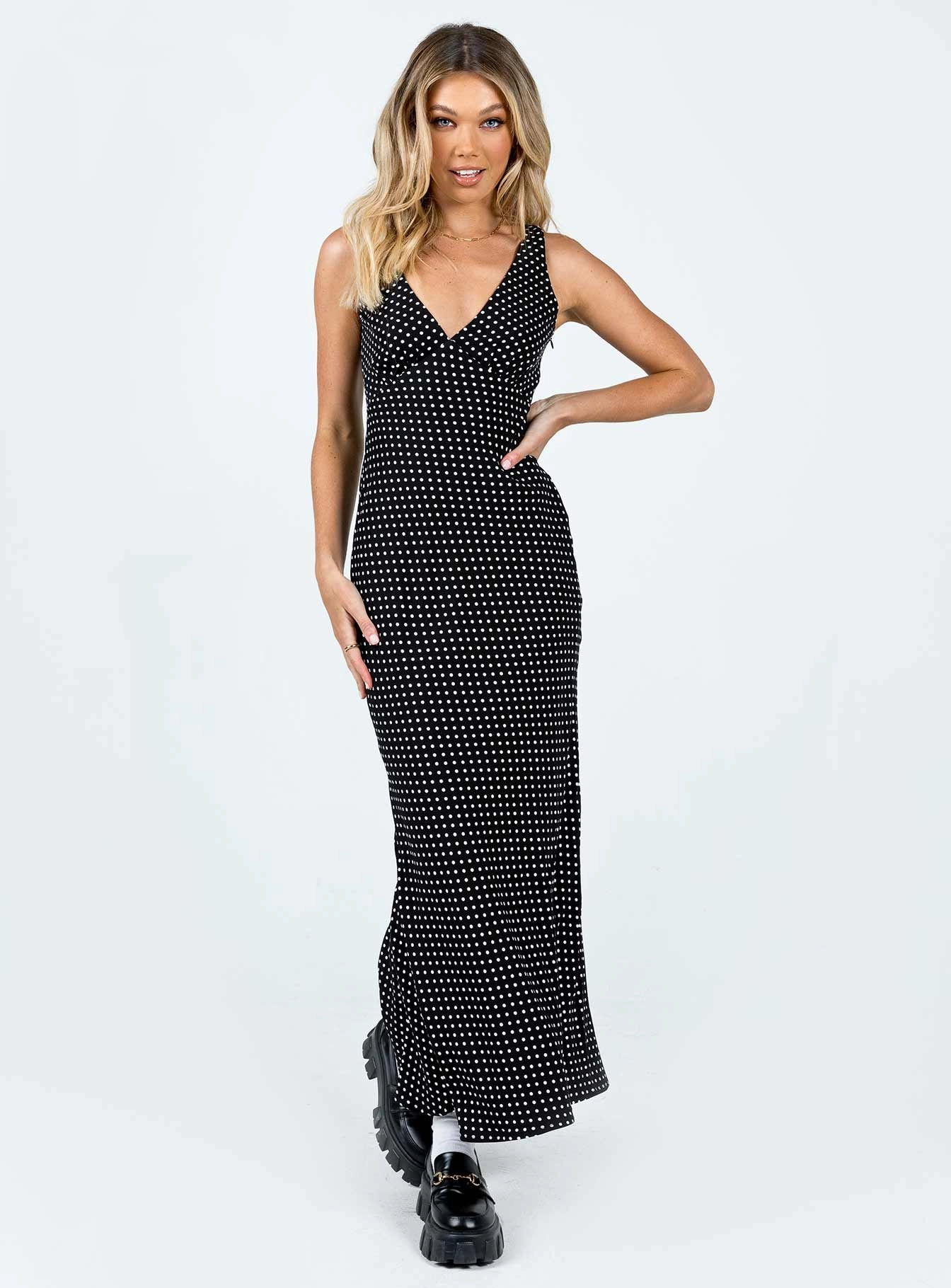 Retro Mood Nellie Maxi Dress Black Polka Dot