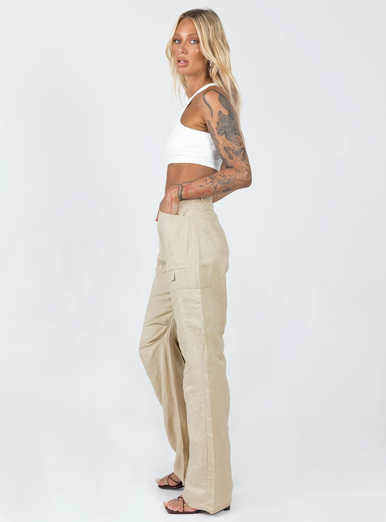Flexible Cut Sporty Layers Miami Vice Pants Wheat