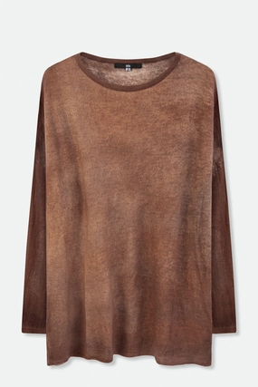 ELYA OPEN-NECK ONE-SIZE TOP IN HAND-DYED CASHMERE CLAY Everyday Chic Perfect Stretch