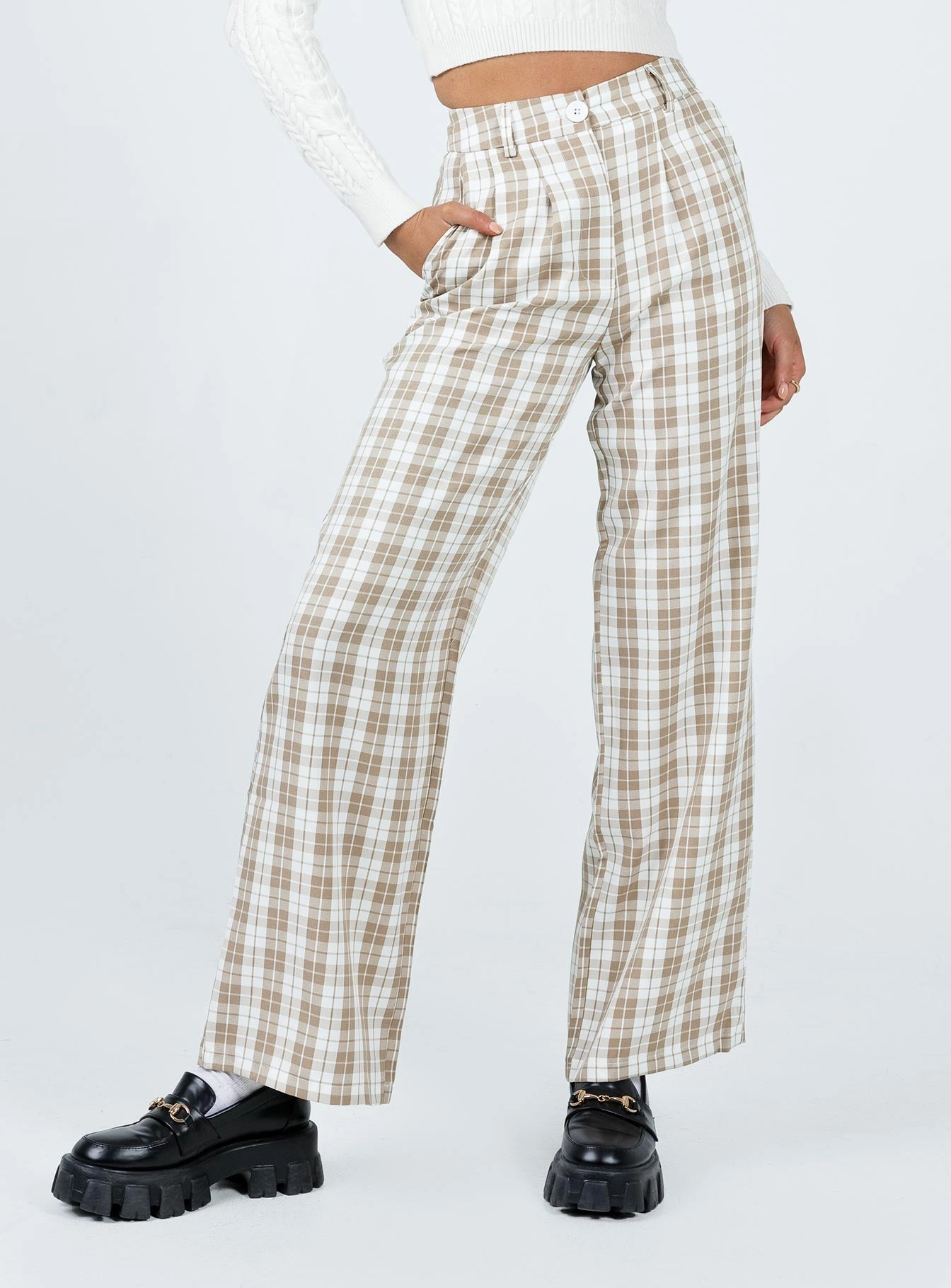 Archer Pants Beige Plaid Layering Piece