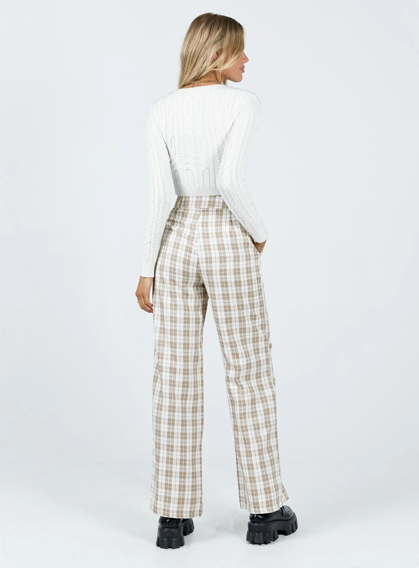 Archer Pants Beige Plaid Odor Resistant Treatment