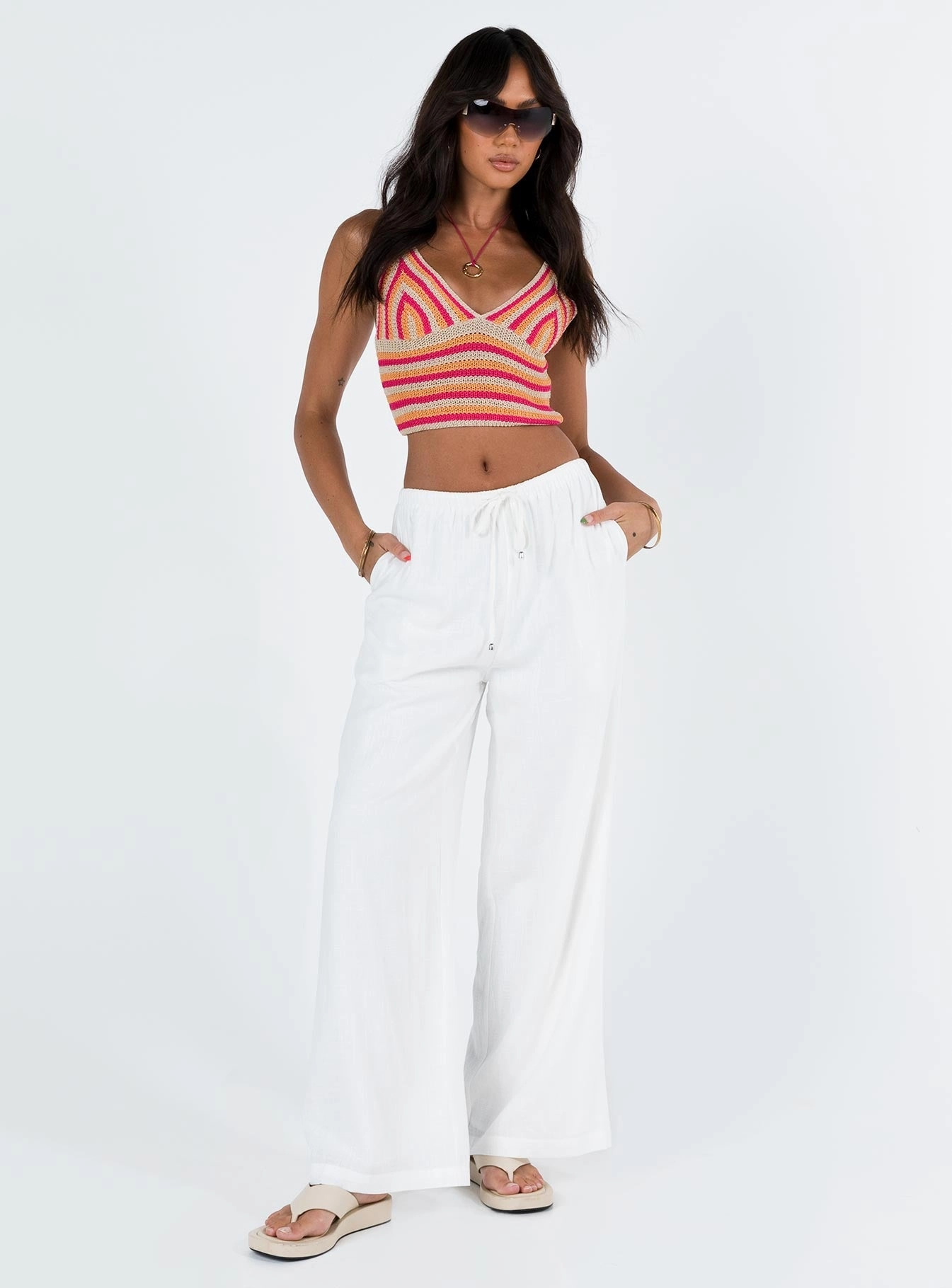 Ogilvie Linen Blend Pants White Petite Casual Layer Fit