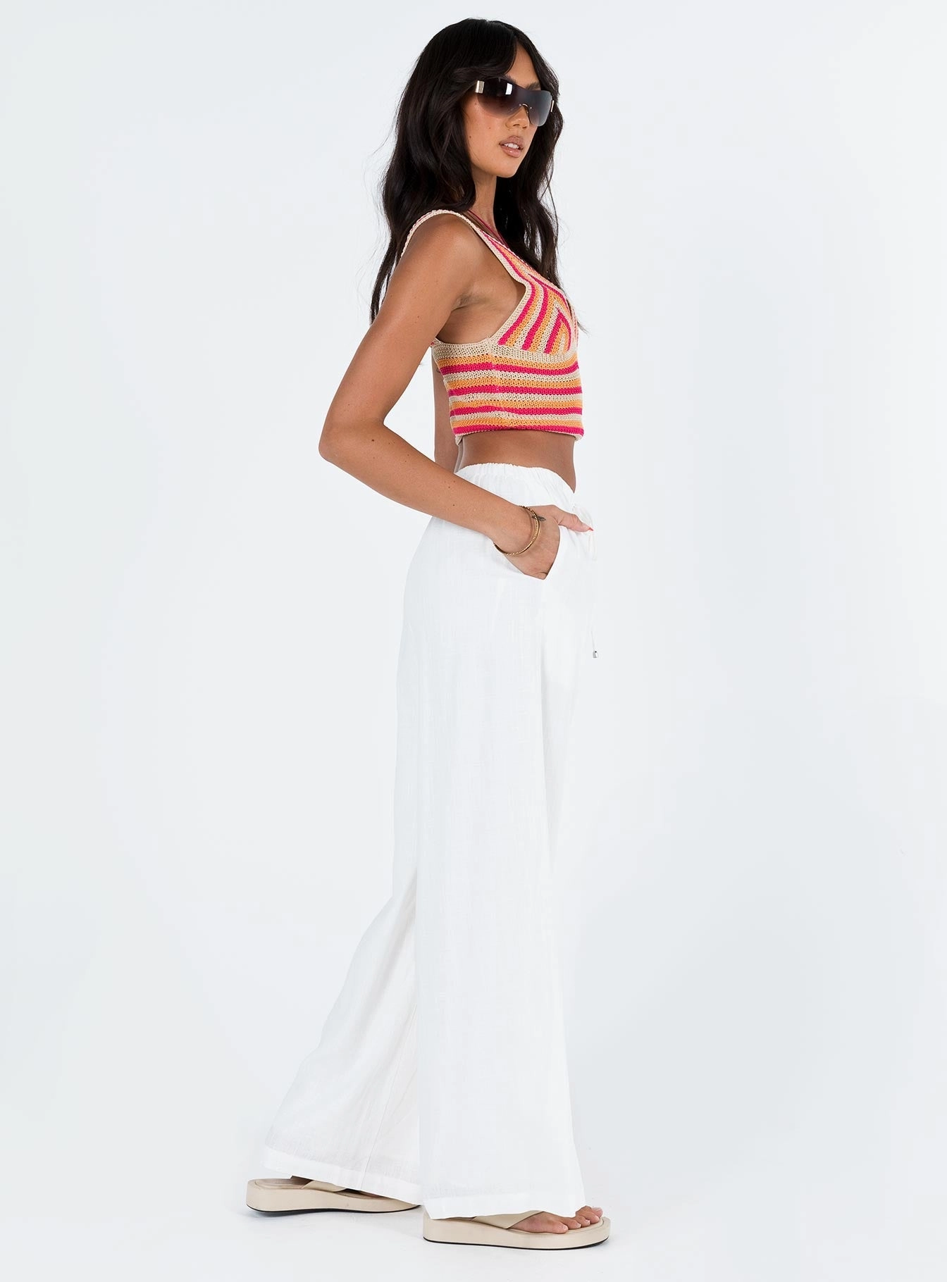 Ogilvie Linen Blend Pants White Petite Timeless Look