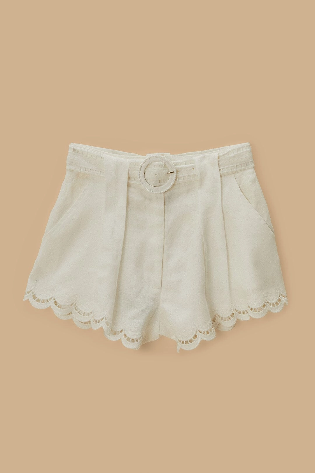 Off-White Richelieu Euroflax? Premium Linen Shorts Minimalist Style Crisp Texture