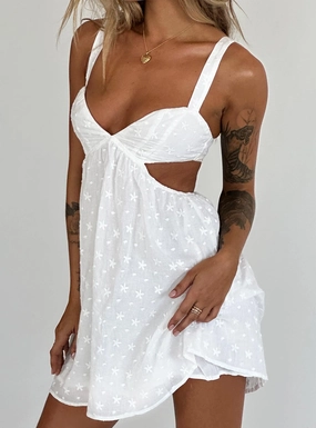 Boho Tone Trend-Inspired Khalia Mini Dress White