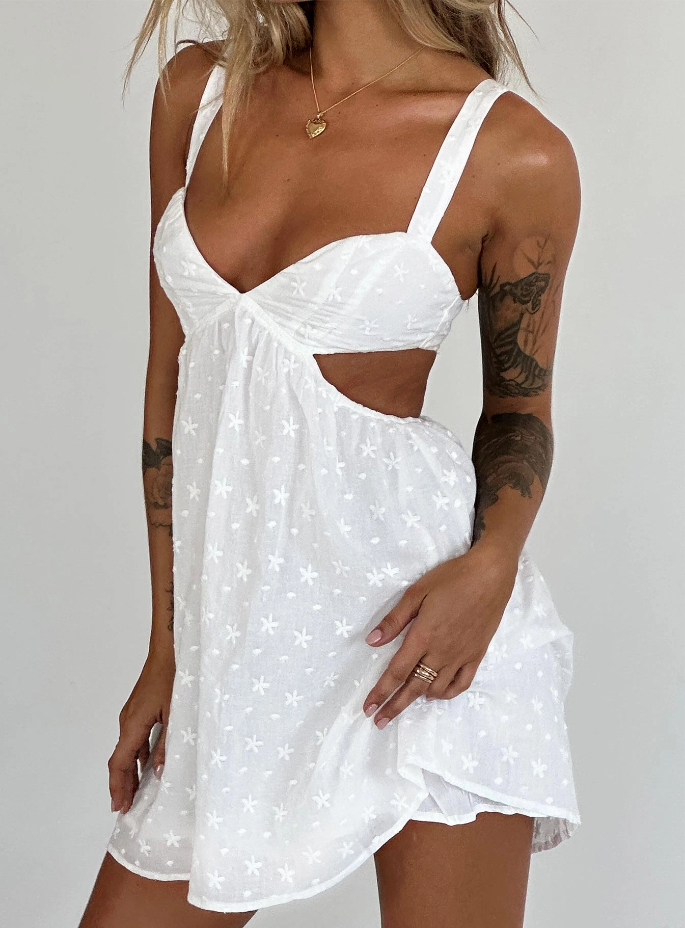 Boho Tone Trend-Inspired Khalia Mini Dress White