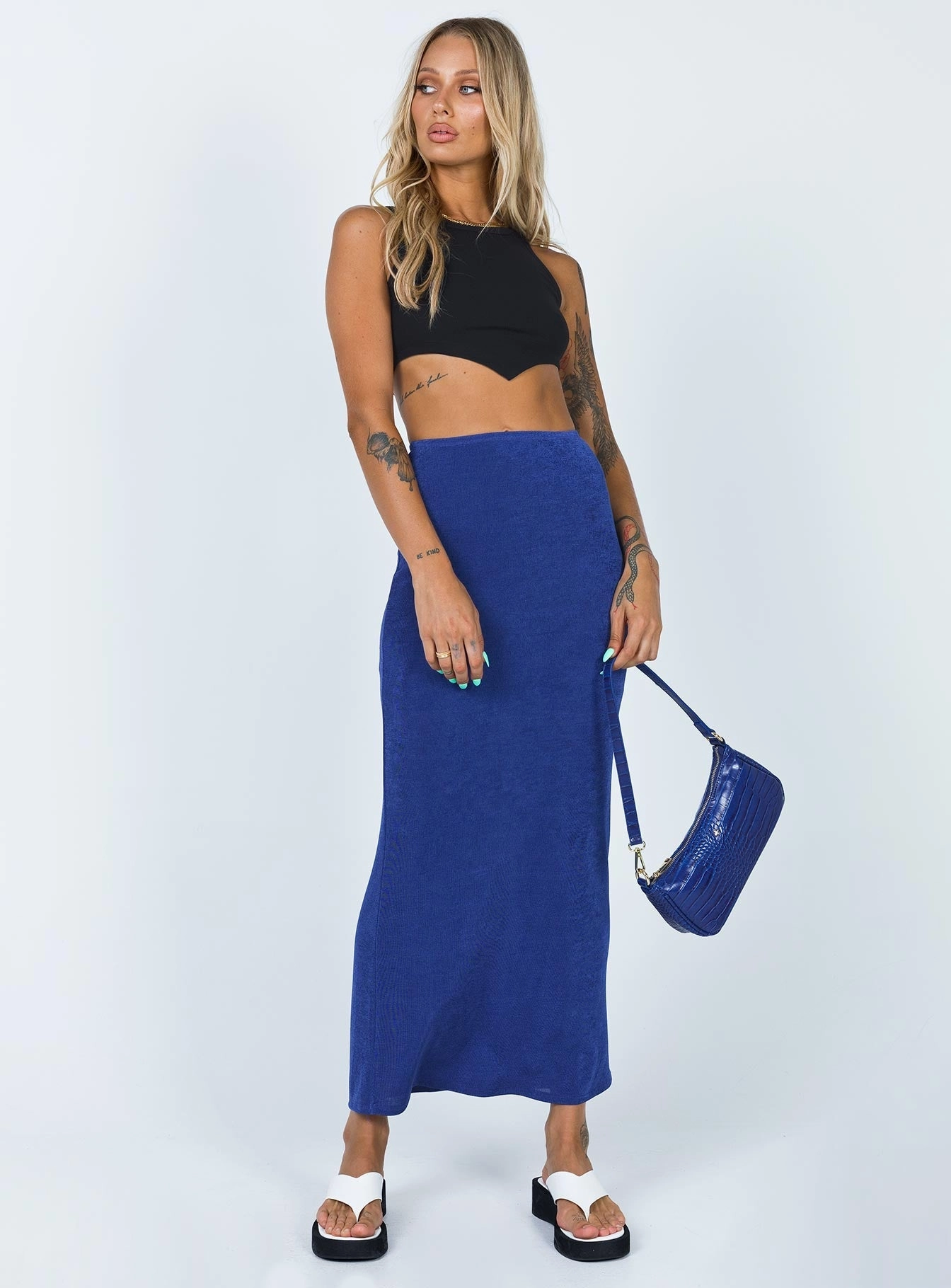 Harriette Maxi Skirt Blue Outfit Lookbook