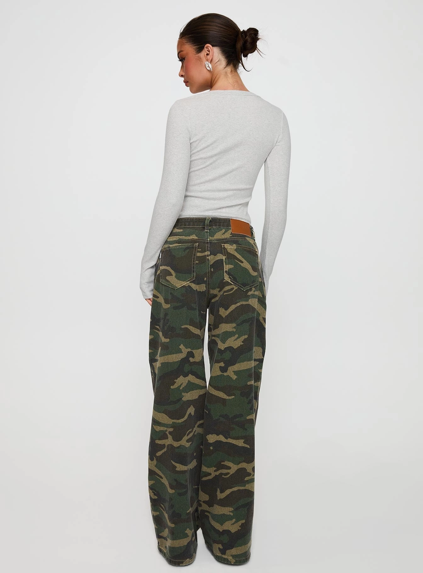Briony Mid Rise Wide Leg Jeans Camouflage Daily Go-To Everyday Basic