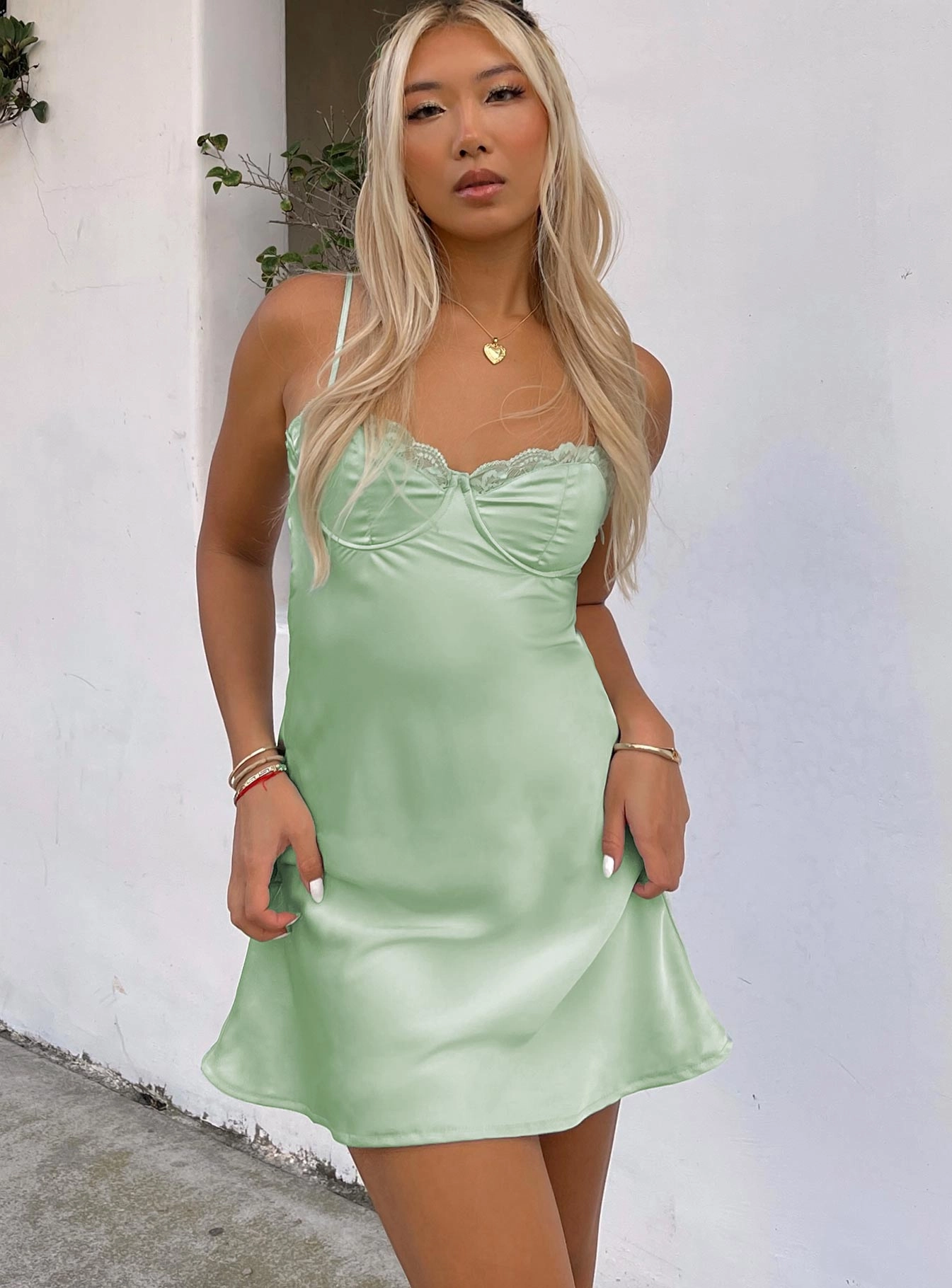Dreamy Motion Moniz Mini Dress Sage