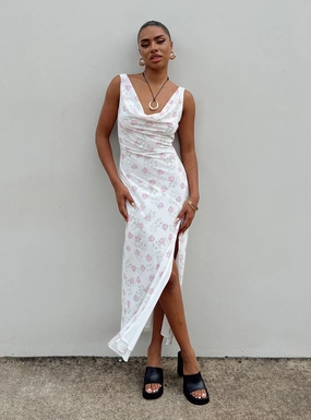 Slim Silhouette Sleek Motion Asbyn Maxi Dress White Floral