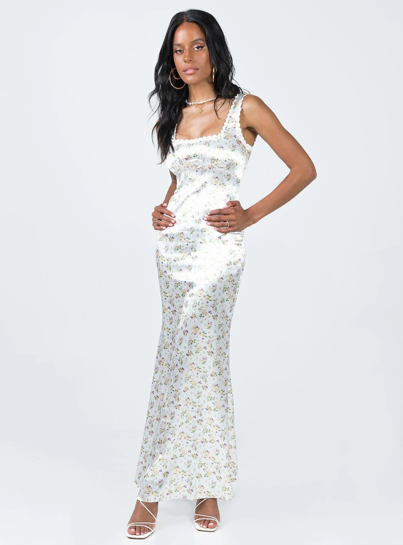 Berlin Satin Midi Dress White Stylish dinner attire