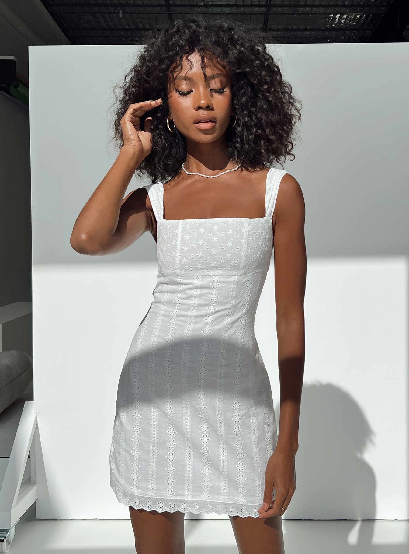 Bell-Sleeve Allegro Mini Dress White
