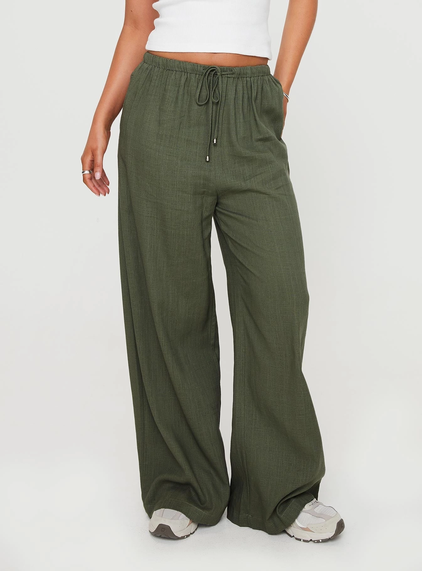 Ogilvie Linen Blend Pants Olive Comfy Essentials Wear Minimalist Waist