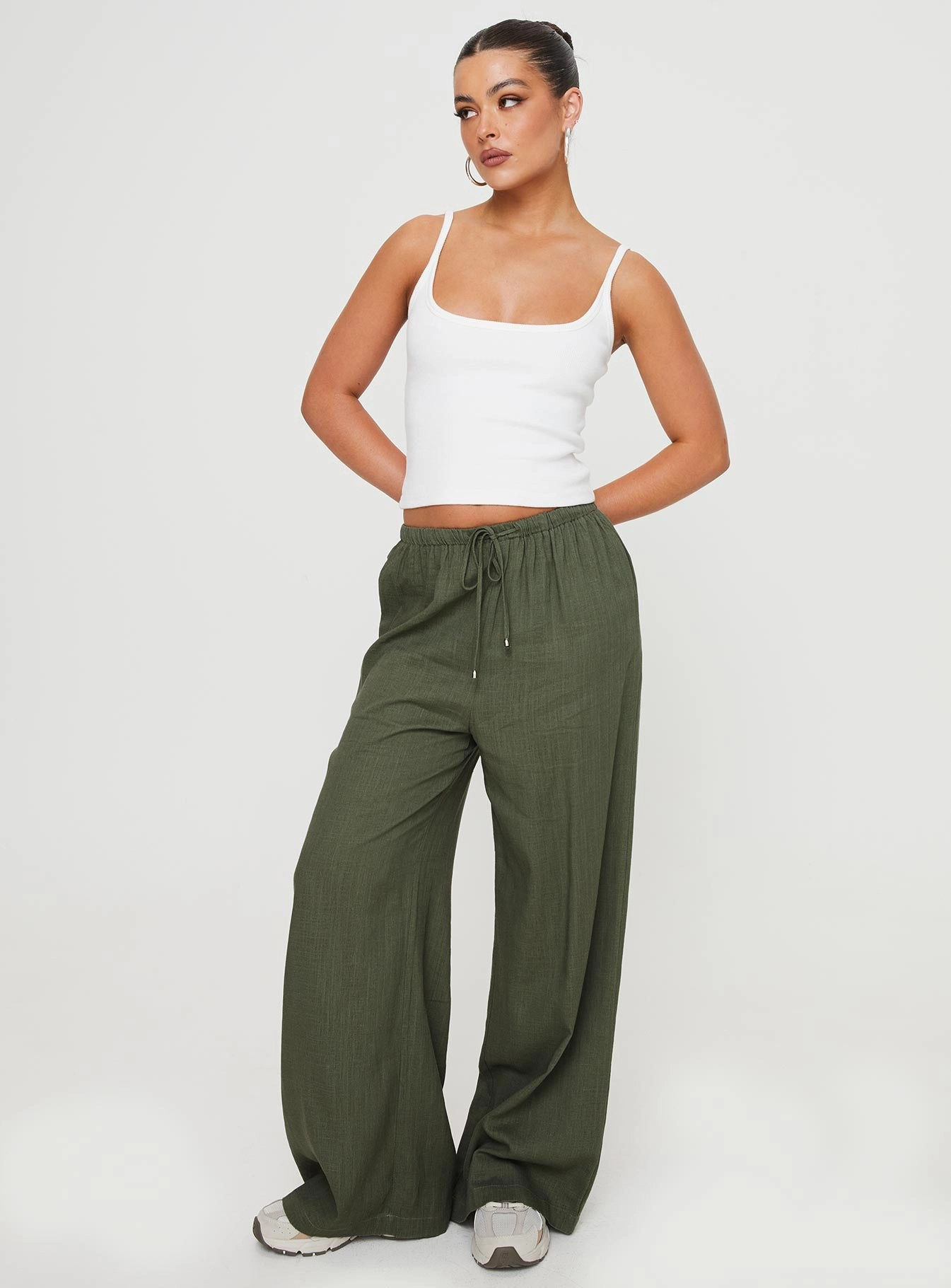 Ogilvie Linen Blend Pants Olive Seasonal Basic Lounge-friendly