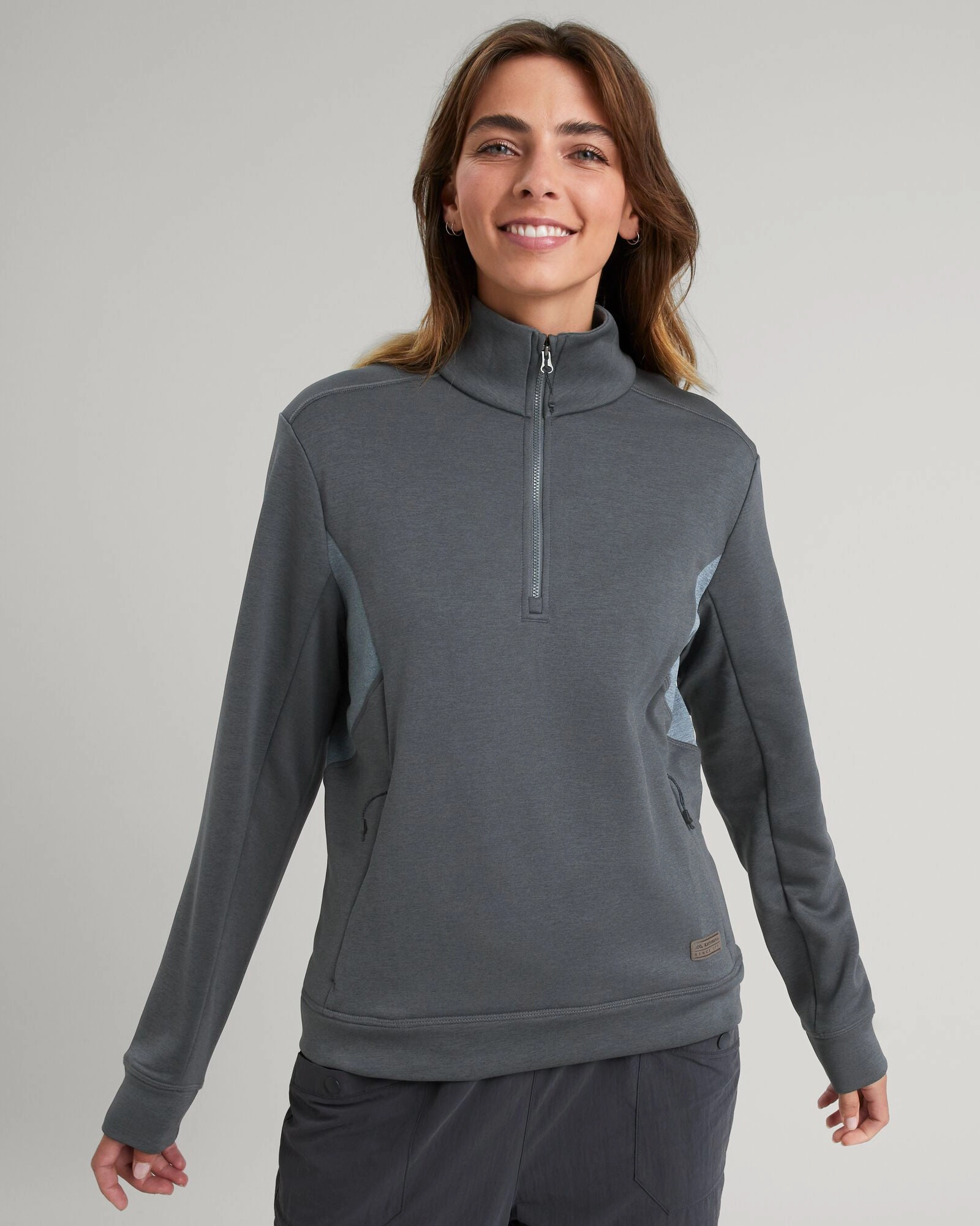 Temperature Regulating Fabric Ohoka Women's Pullover - Night Marle/Rain Marle
