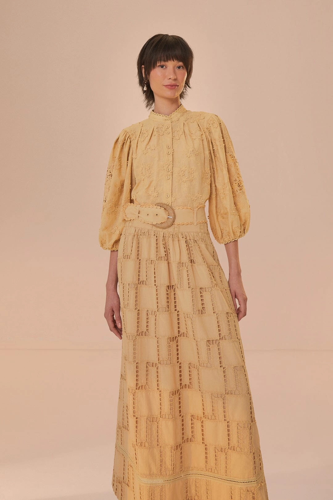 Sand Crochet Midi Skirt Casual Style Chill Look