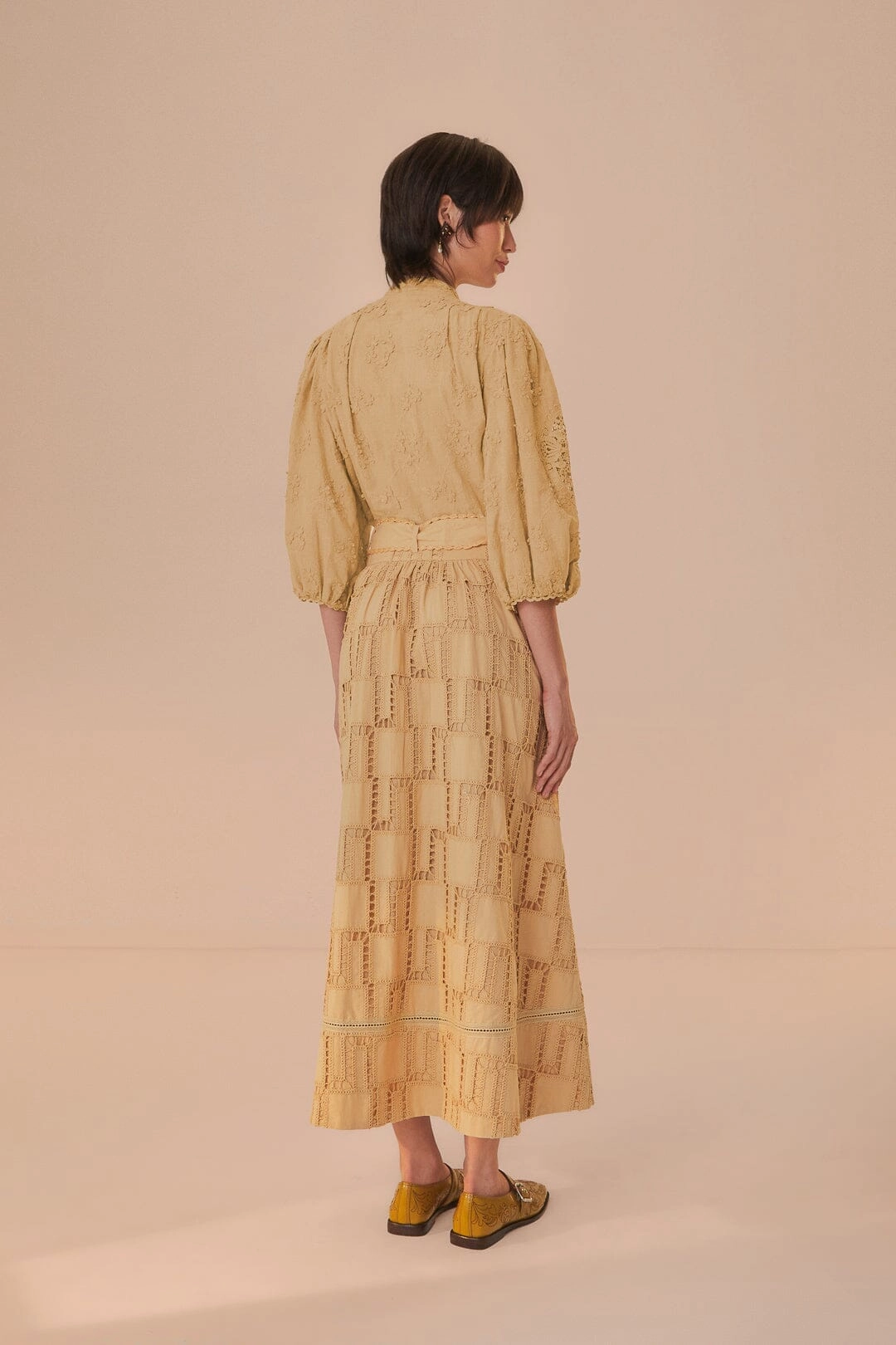 Sand Crochet Midi Skirt slim fit Mood Outfitboard
