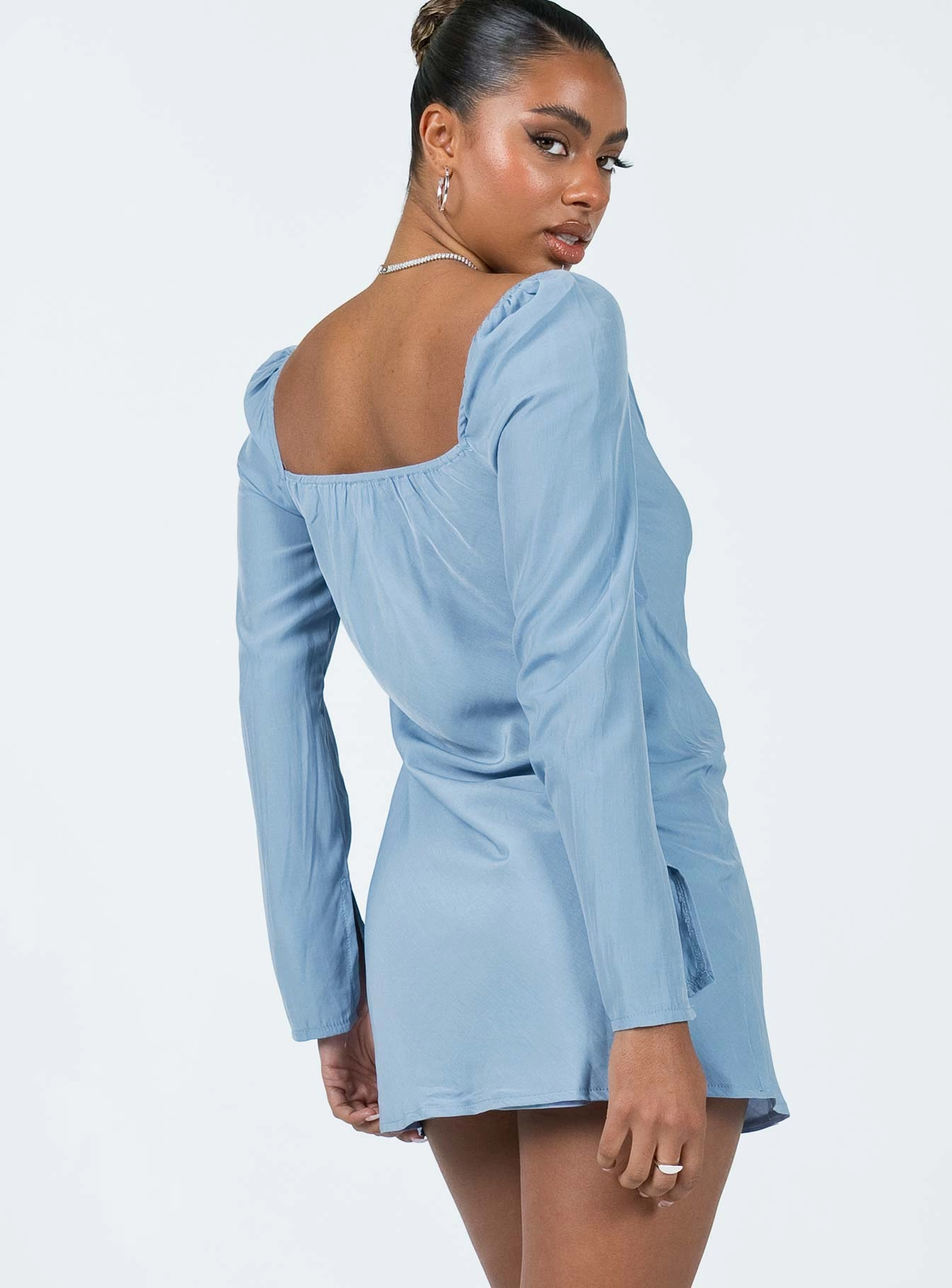 Velvet-Edge Fitted Base Star Power Mini Dress Blue